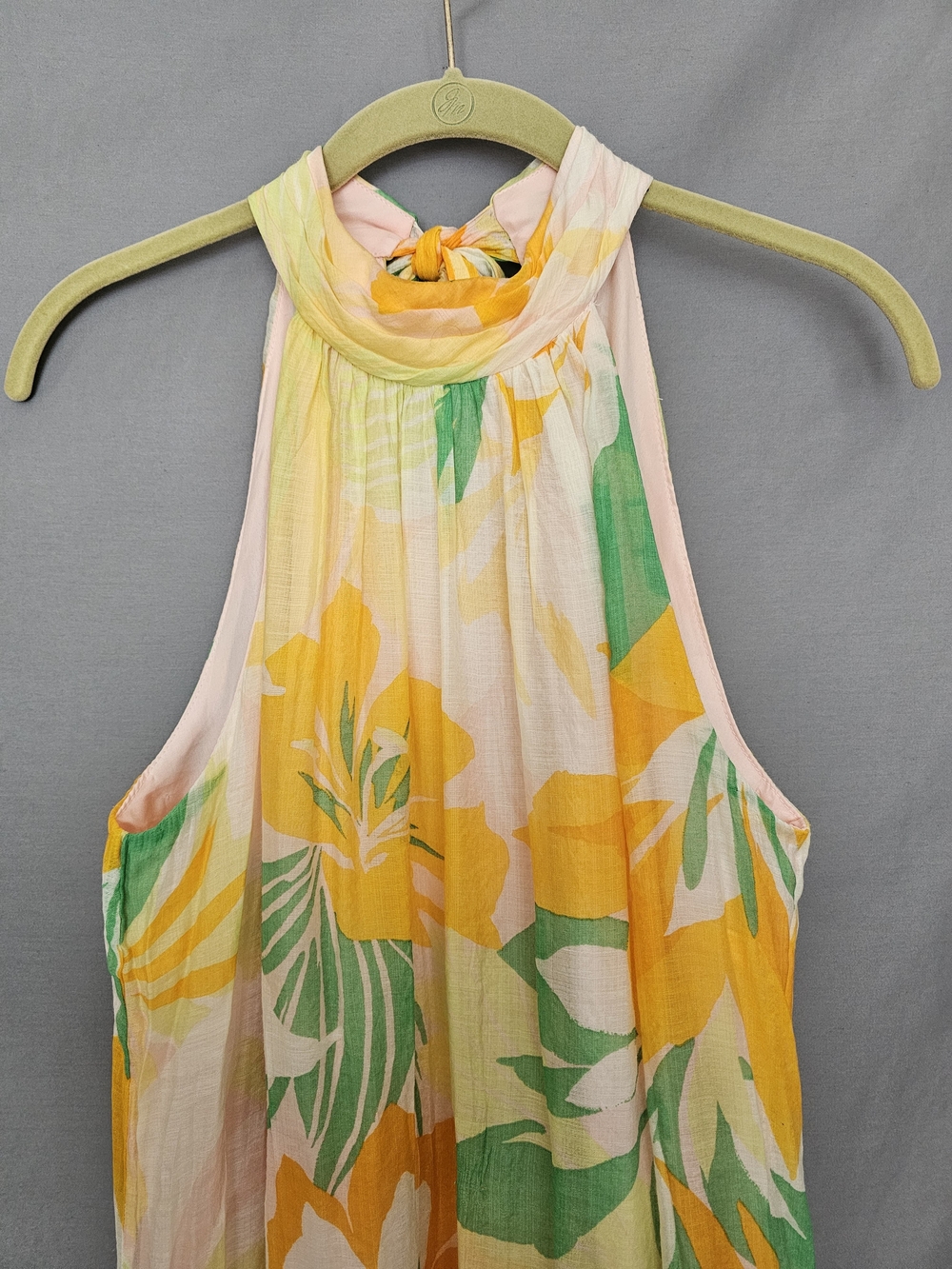 Cynthia Steffe Yellow and Green Floral Halter Maxi Dress - Picture 5 of 11